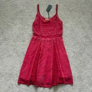 Black Swan Boho Festival Dress Womens M Red Lace Ren‎ Faire Coquette Peasant